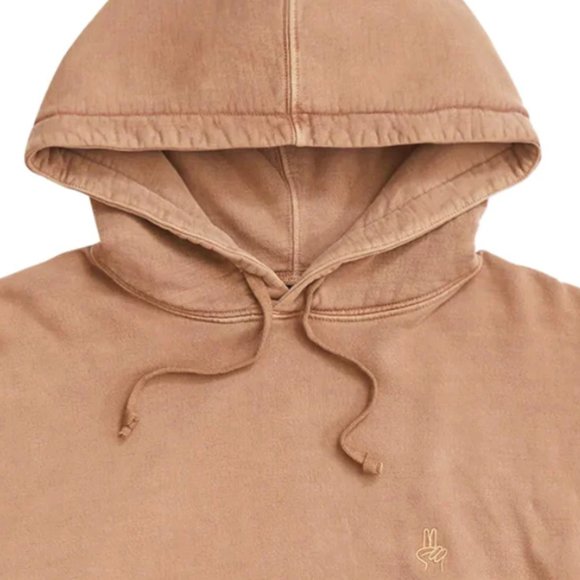 ONLY NY Peace Embroidery Hoodie Light Brown Size S - Picture 2 of 4